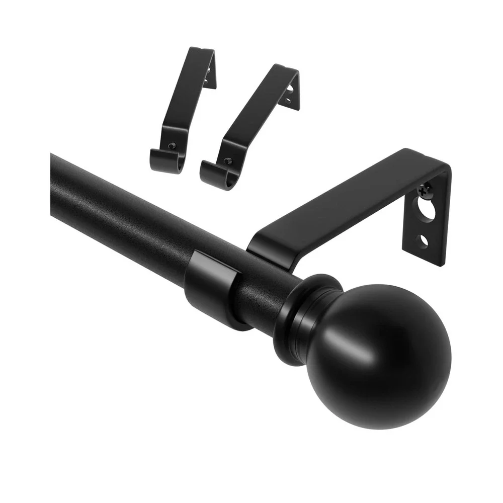 2 Matte Black Curtain Rod for Windows Living Room Kitchen 28-48 inc New